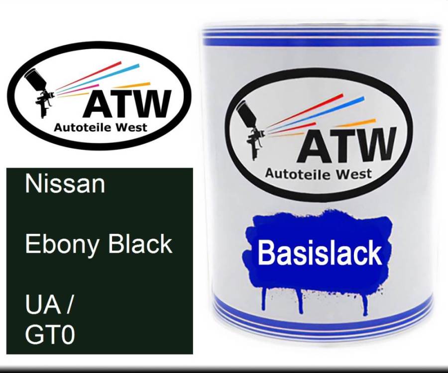 Nissan, Ebony Black, UA / GT0: 1L Lackdose, von ATW Autoteile West.